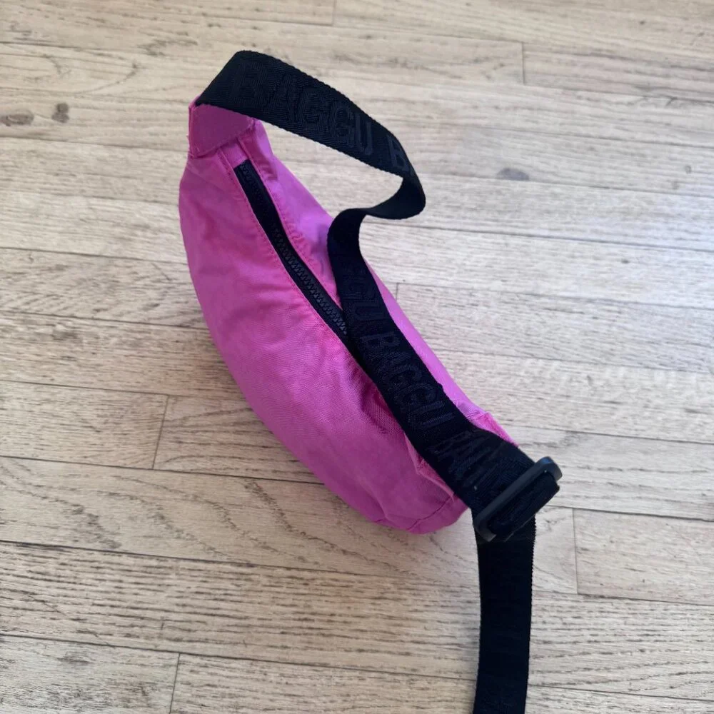 BAGGU Small Nylon Crescent Bag | Hot Pink - Picture 2 of 6